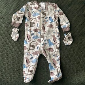 Footed Pajamas with Matching Mittens - 0-3 Months